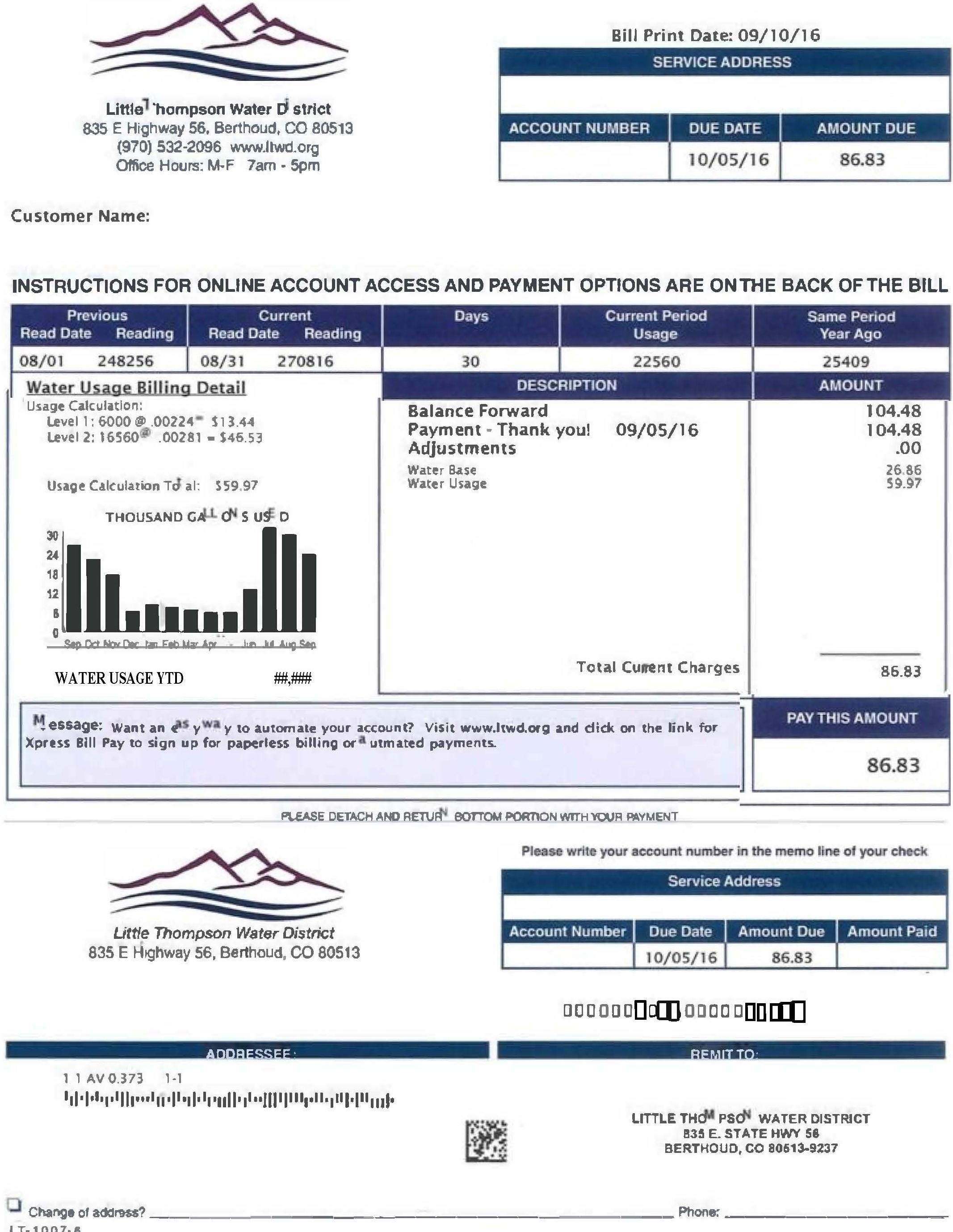 Understanding Your Bill | Little Thompson Water District